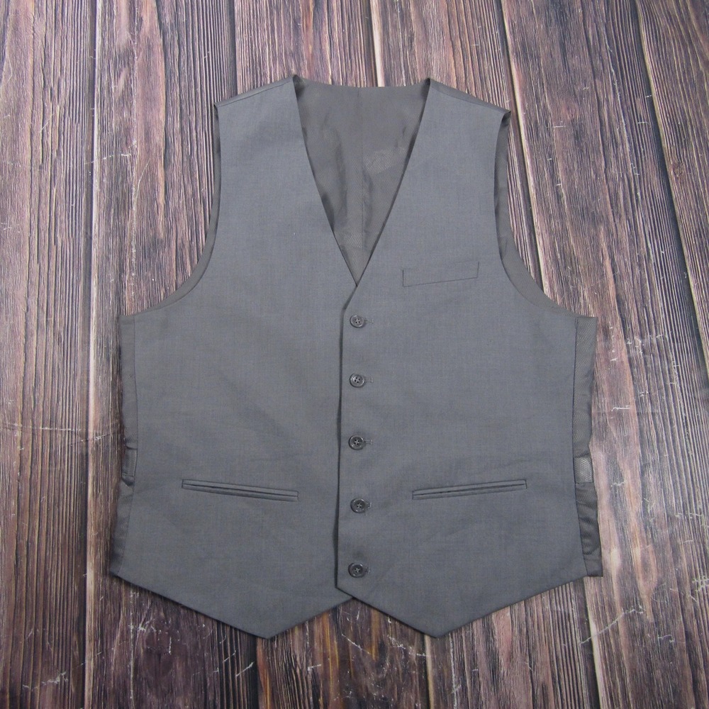 Suit Vest Mens‎ 40 Gray Solid Polyester Viscose 2 Piece Belted Formal Waistcoat